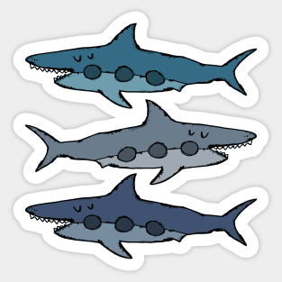 3 sharks Sticker